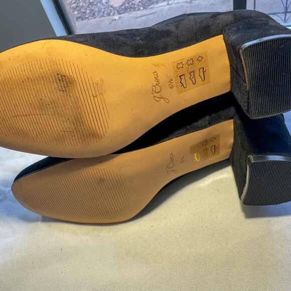 🖤 J.Crew Black Suede Ankle Boots with Block Heel - Style AQ747 sz 6.5 - Picture 3 of 6